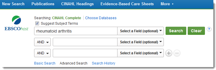 Medical research database interface for literature review
