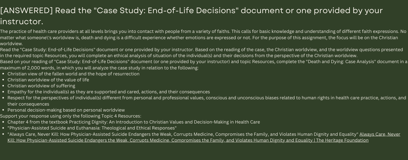 Read the Case Study: End-of-Life De