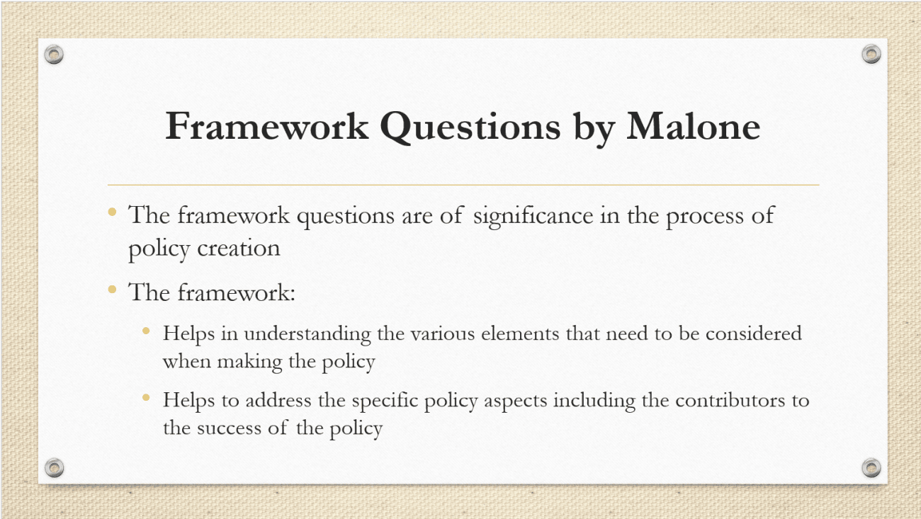 Framework Questions by Malone