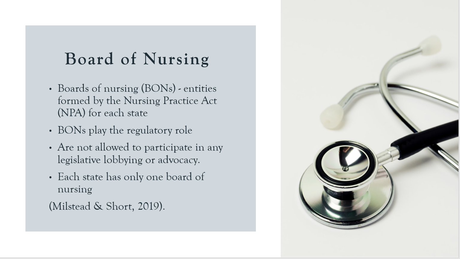 Nursing is a very highly regulated profession. There are over 100 boards of nursing and national nursing associations throughout the United States and its territories